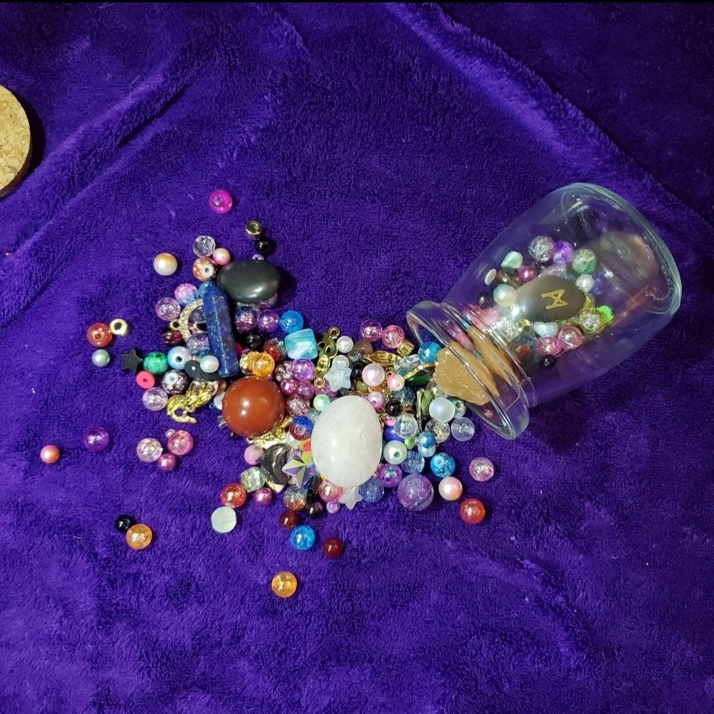 Witchy Beads and Charms - 5 oz Bottle with Tarot Cards - Picture 3 of 5